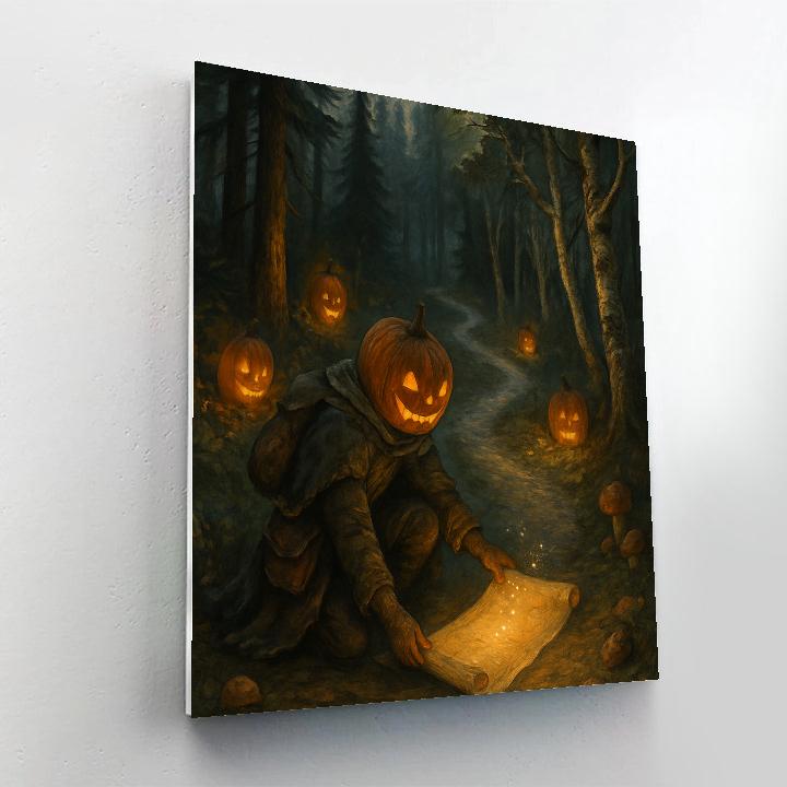 Pumpkin Head Cartographer Of The Moonlit Trail Numbered painting kits