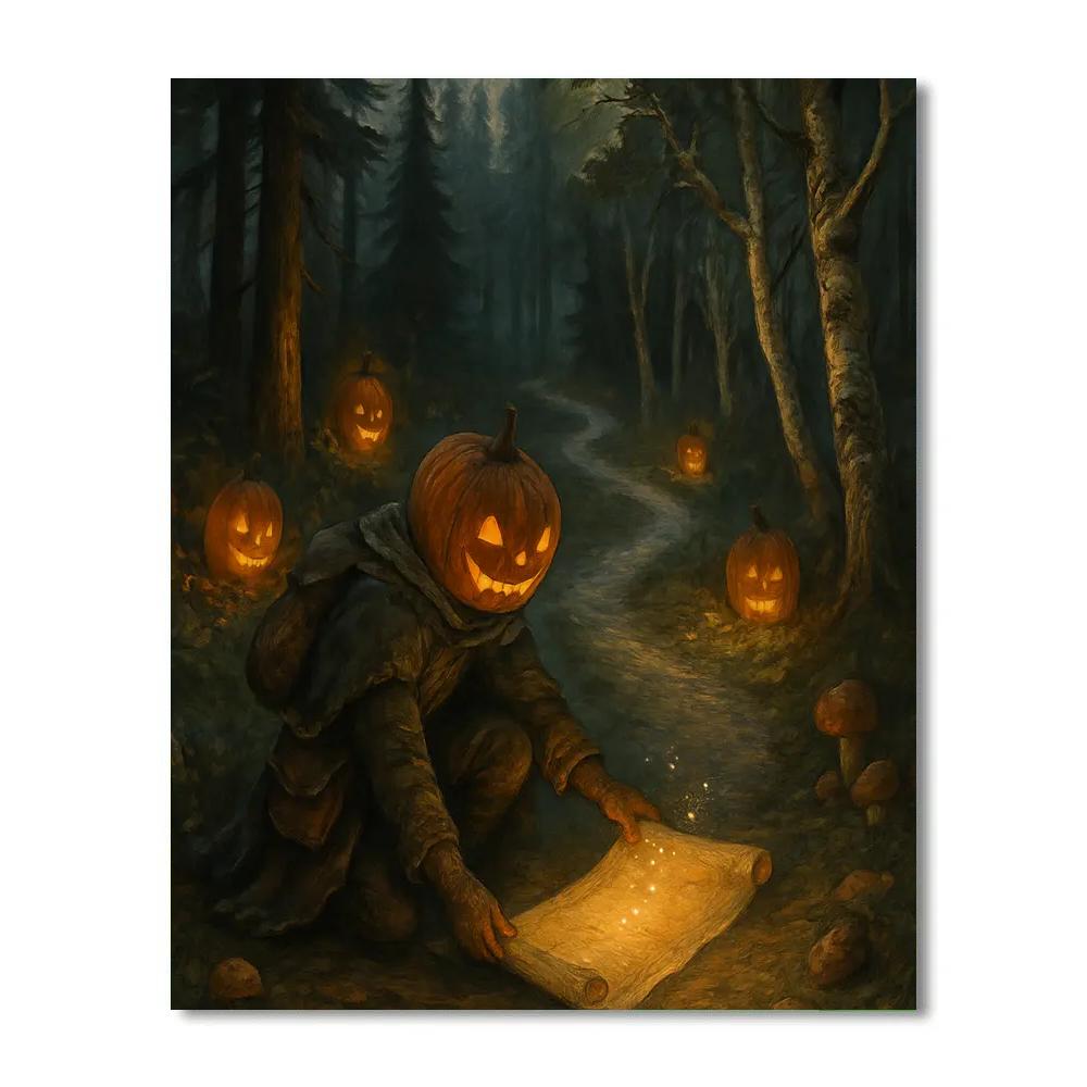 Pumpkin Head Cartographer Of The Moonlit Trail Numbered painting kits
