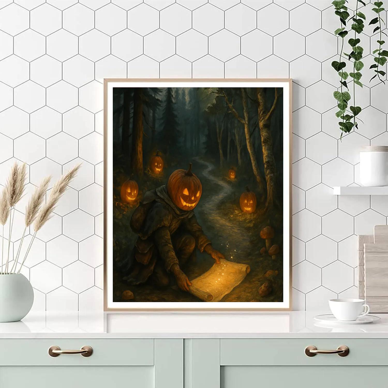 Pumpkin Head Cartographer Of The Moonlit Trail Numbered painting kits