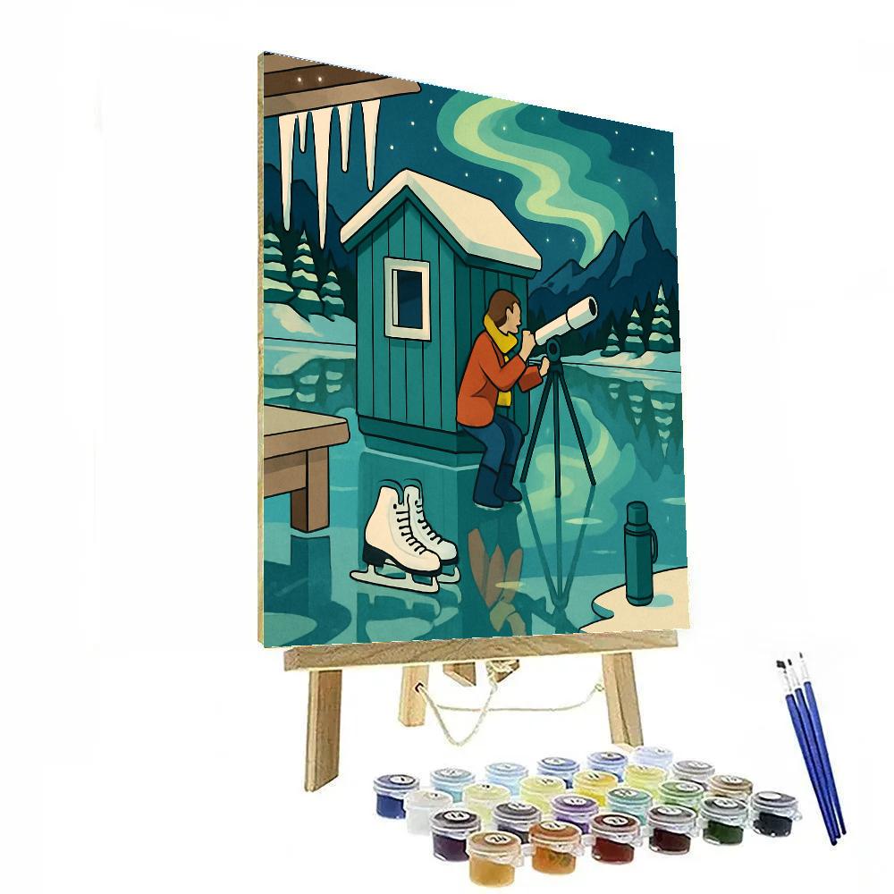 Frozen Lake Observatory In Winter painting number kit