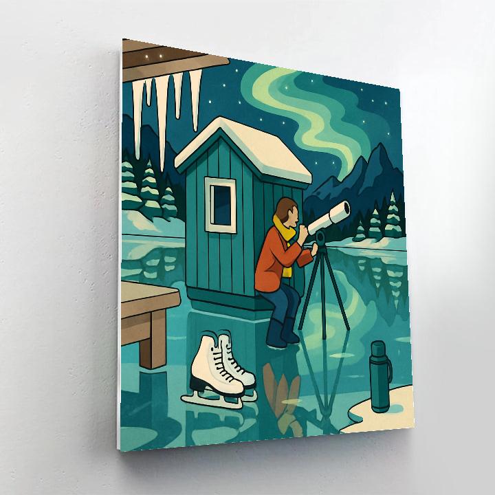 Frozen Lake Observatory In Winter painting number kit