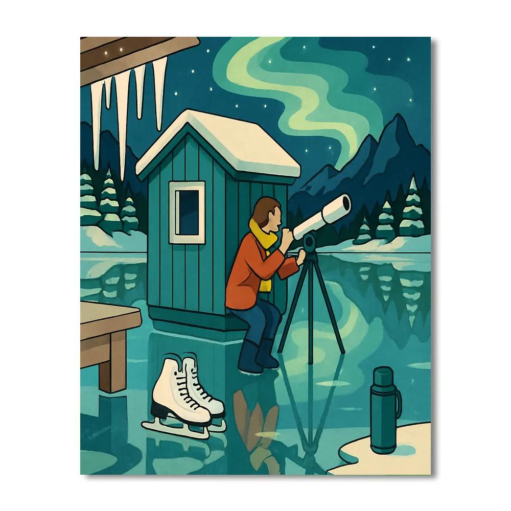 Frozen Lake Observatory In Winter painting number kit