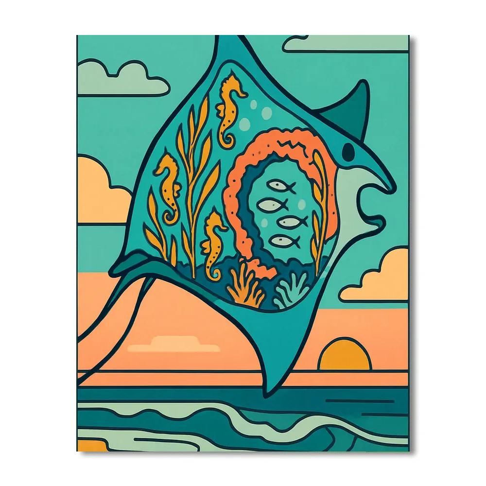 Kite Sailing With Ocean Interior painting number kit