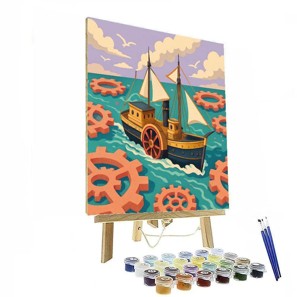 Clockwork Ship In A Coral Archipelago Number painting