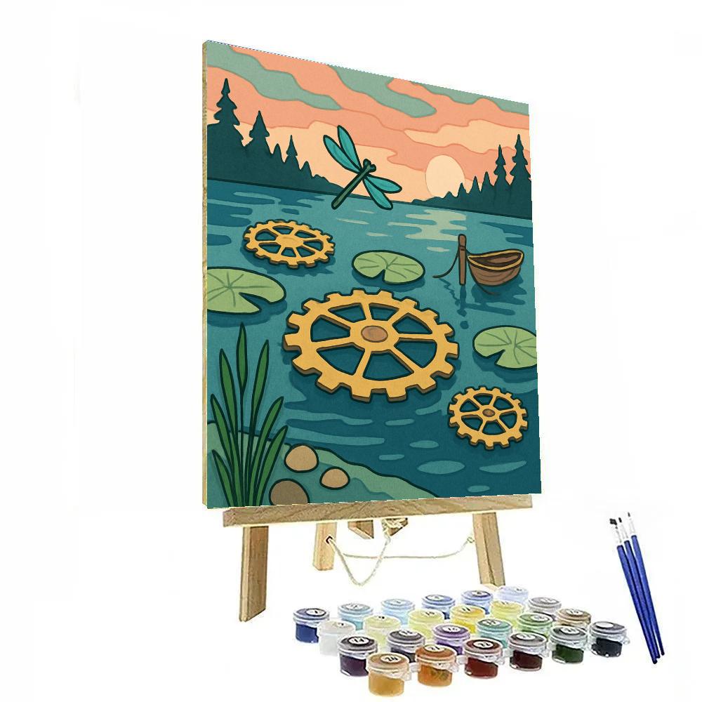 Clockwork Lily Pads On A Lake paint by number