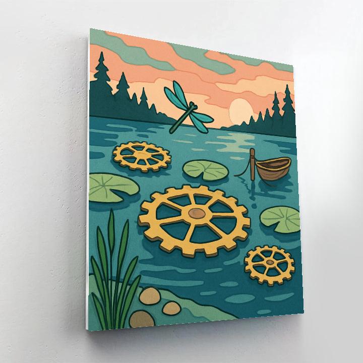 Clockwork Lily Pads On A Lake paint by number