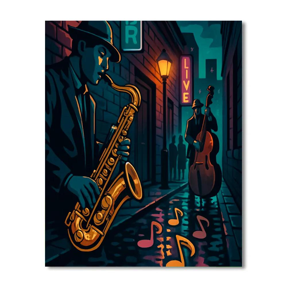 Afterhours Neon Alley Jazz Session Number painting