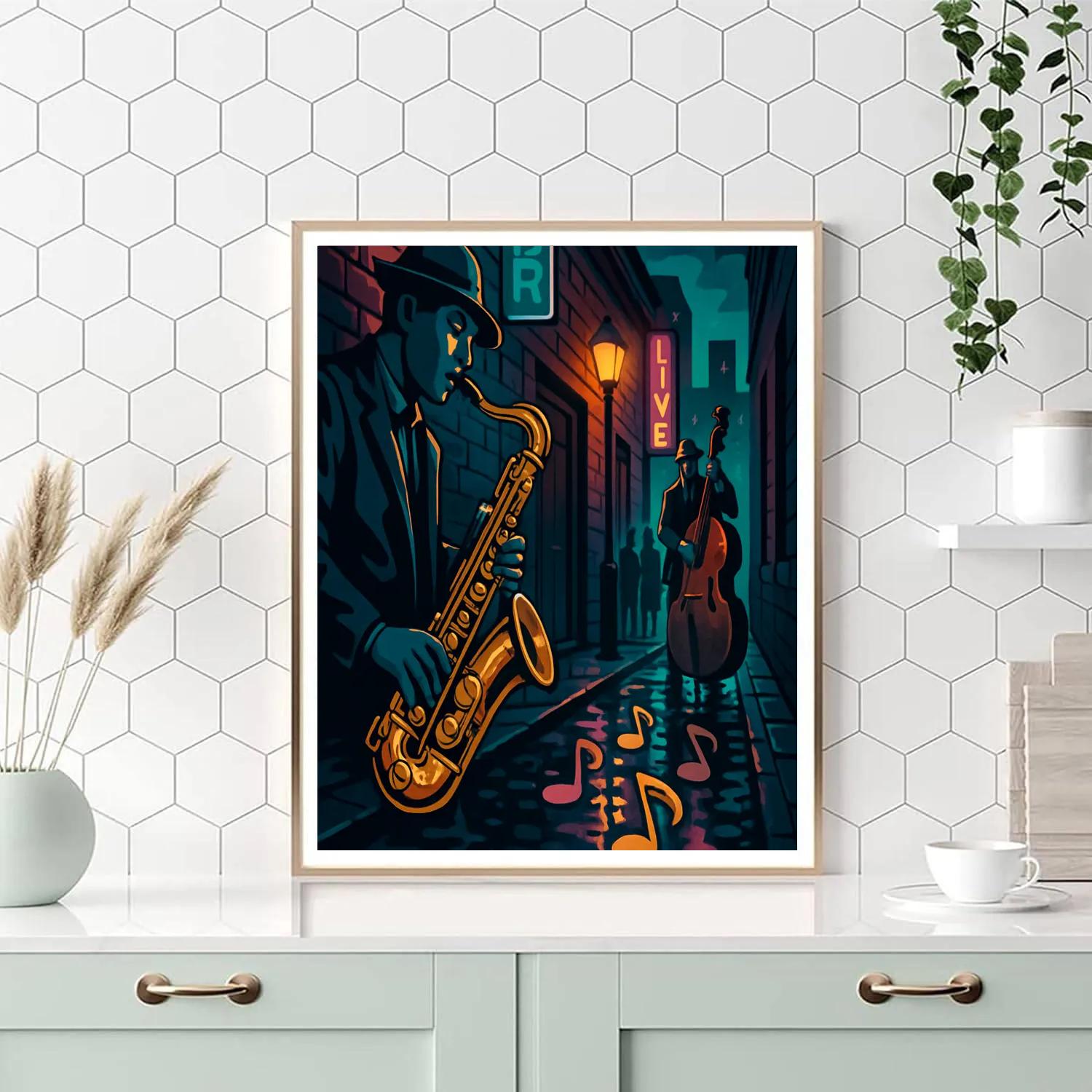 Afterhours Neon Alley Jazz Session Number painting
