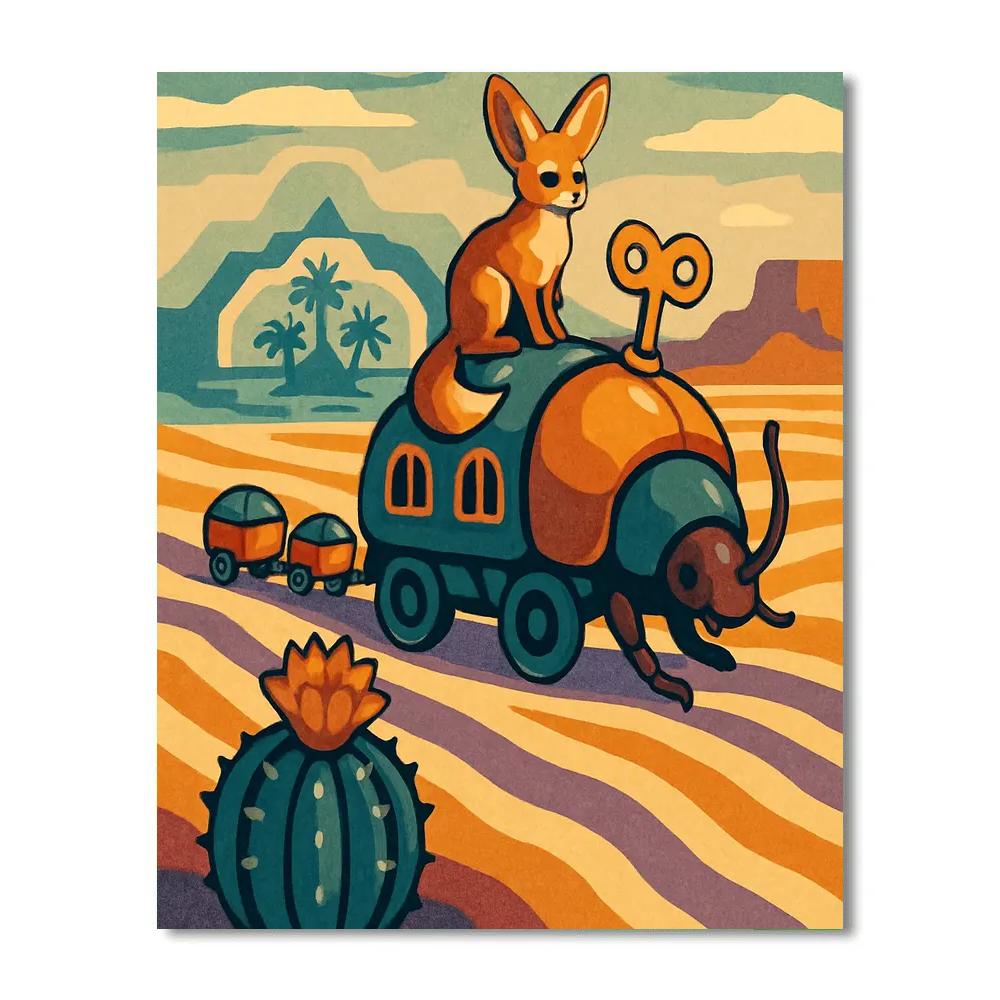 Clockwork Mirage Desert Caravan paint by numbers