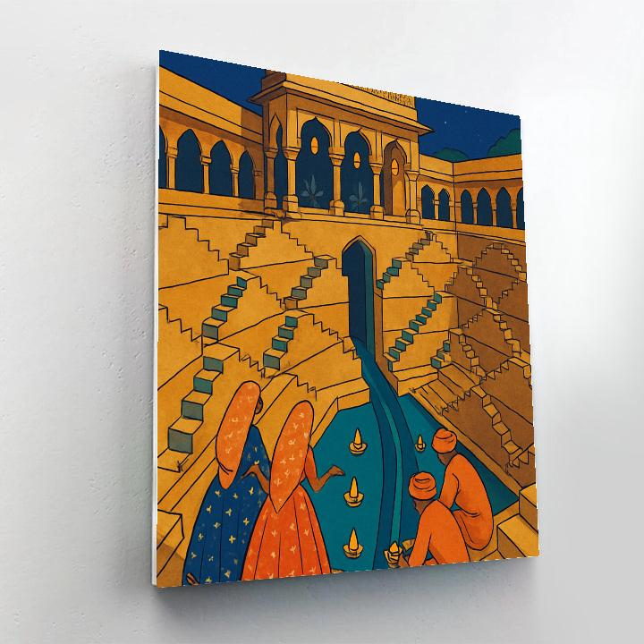 Stepwell Stories In India Twilight Paint by numbers kits