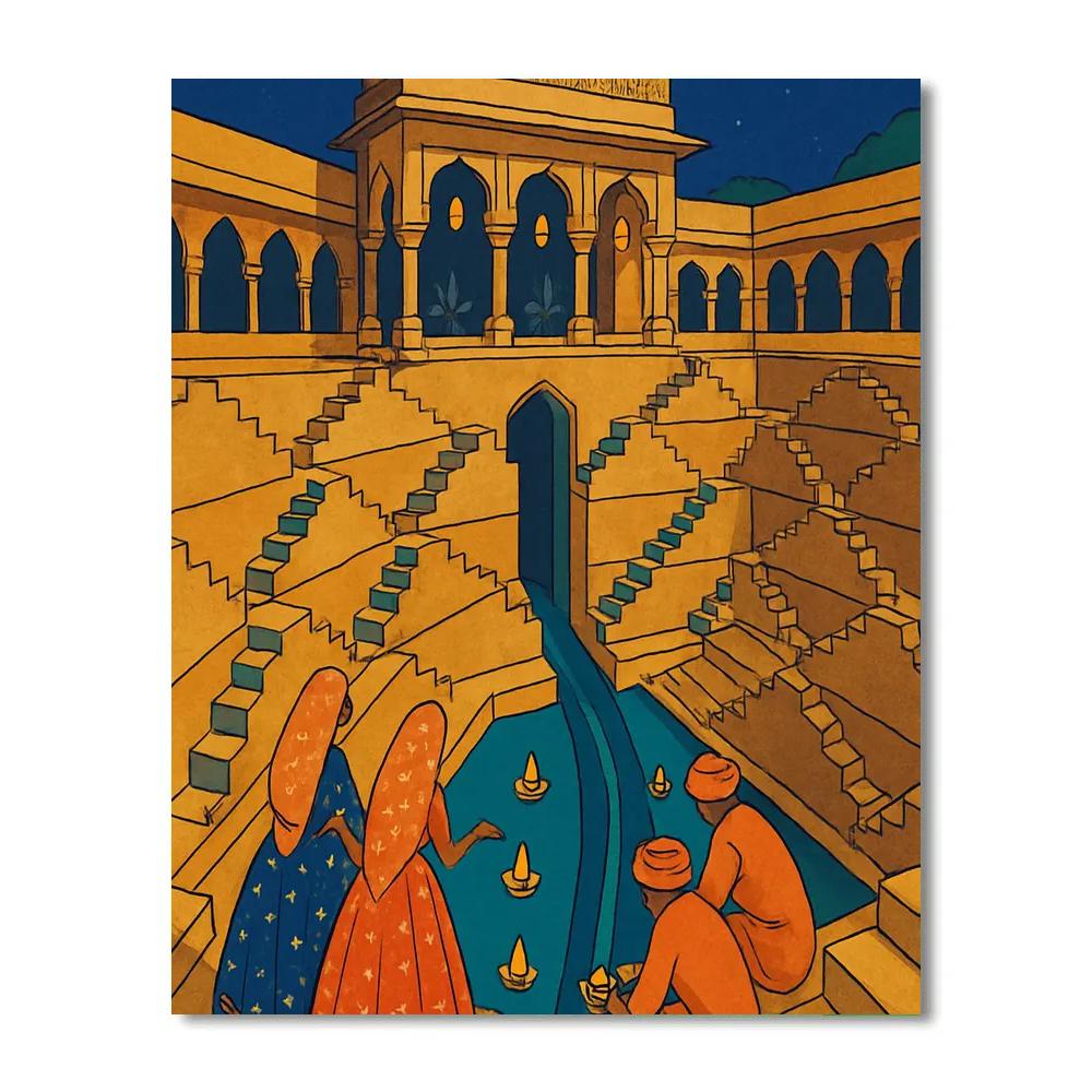 Stepwell Stories In India Twilight Paint by numbers kits