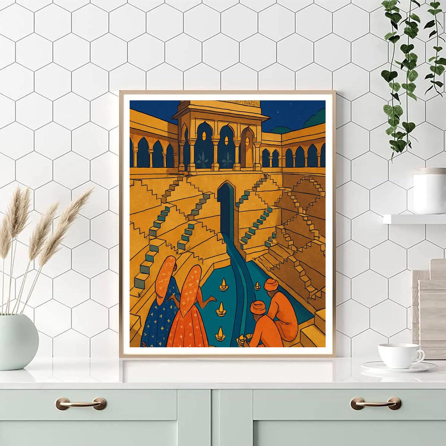 Stepwell Stories In India Twilight Paint by numbers kits