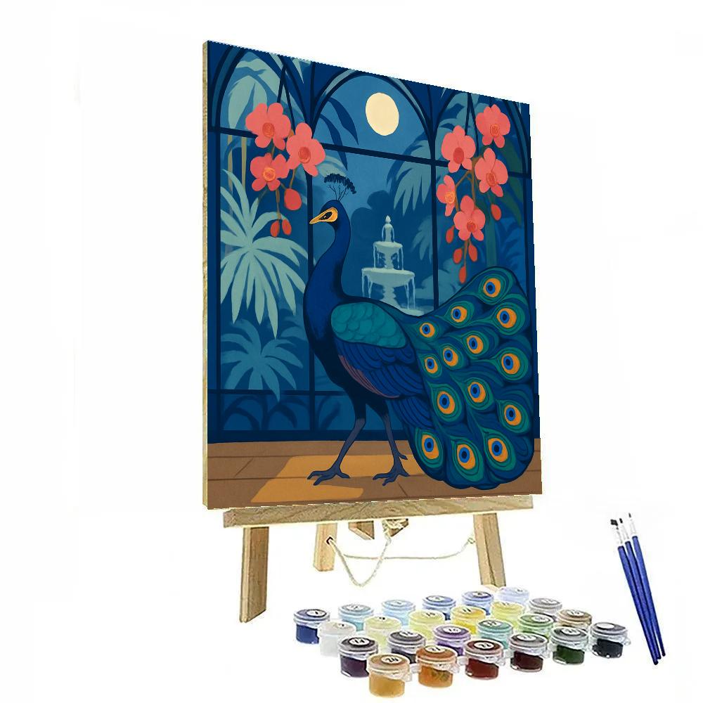 Moonlit Glasshouse Peacock Reverie paint by number
