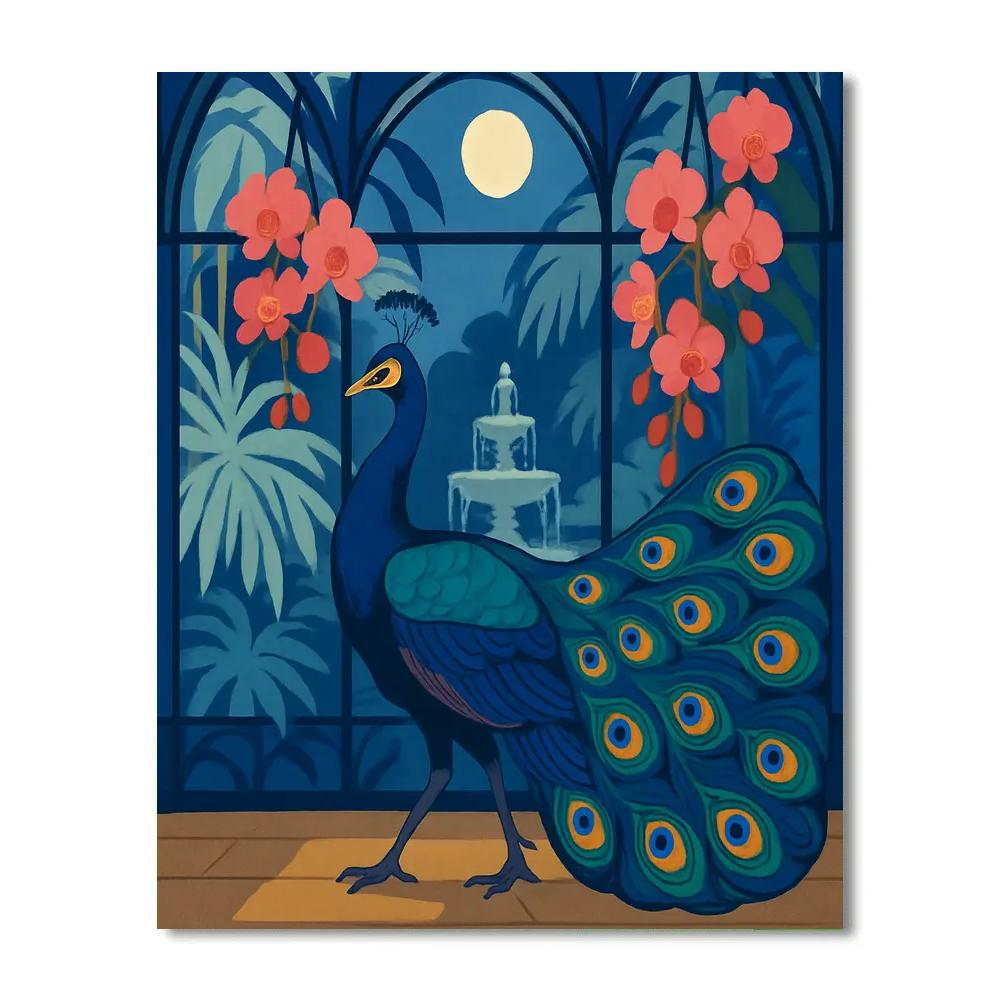 Moonlit Glasshouse Peacock Reverie paint by number