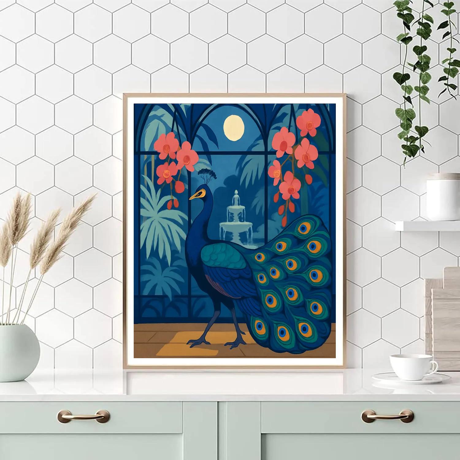 Moonlit Glasshouse Peacock Reverie paint by number