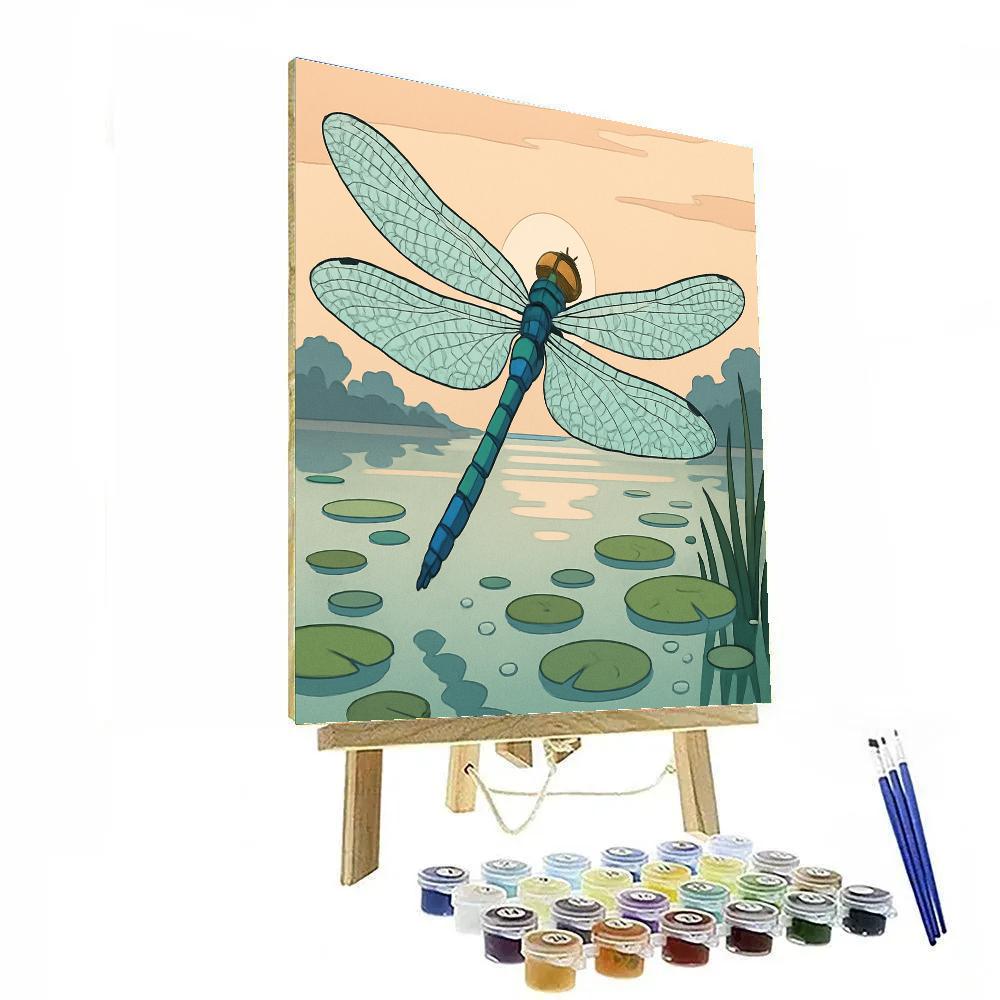 Tidepool Dragonfly Over Glassy Marsh paint by number