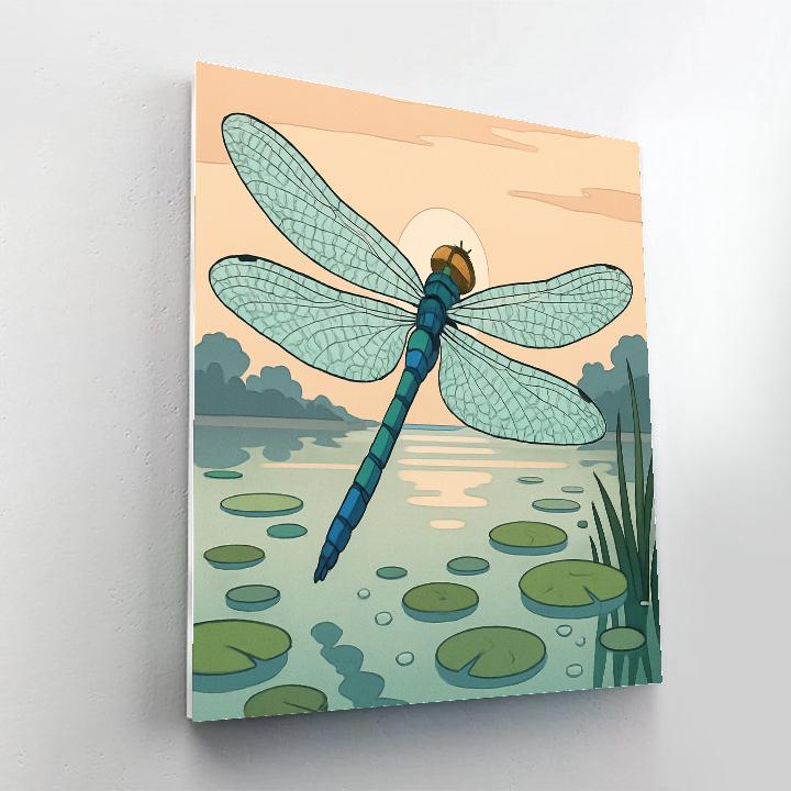 Tidepool Dragonfly Over Glassy Marsh paint by number