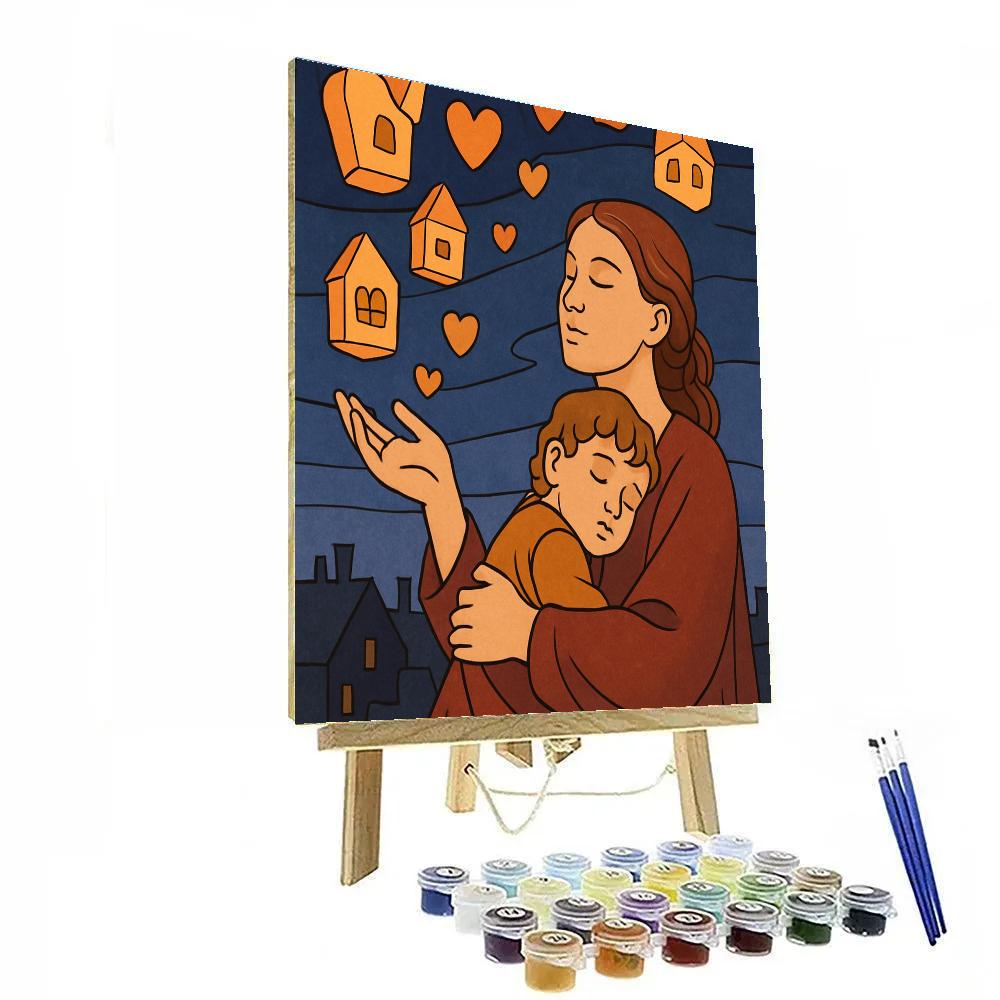 Paper Lanterns With Motherly Courage Paint by numbers art