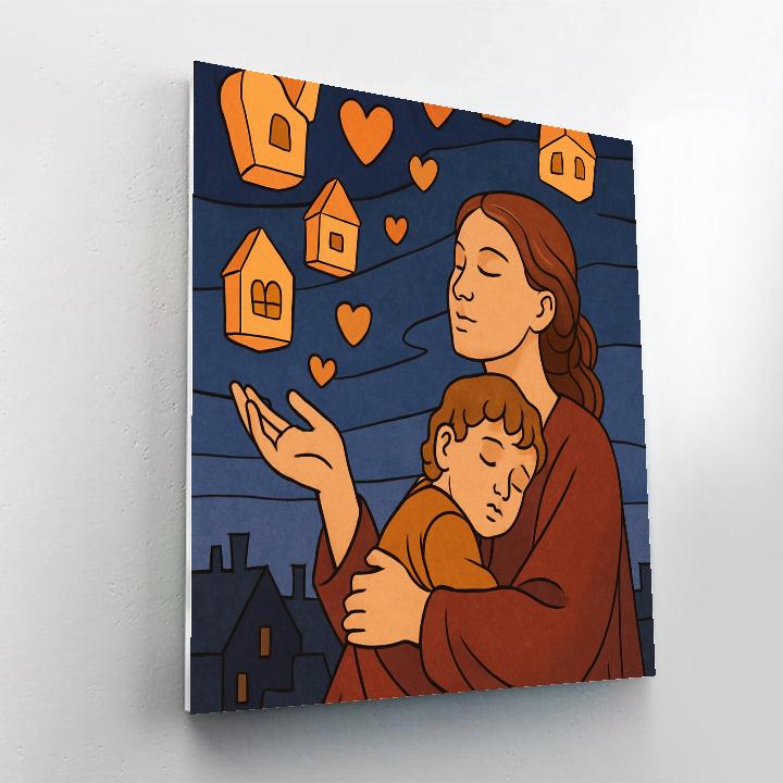 Paper Lanterns With Motherly Courage Paint by numbers art