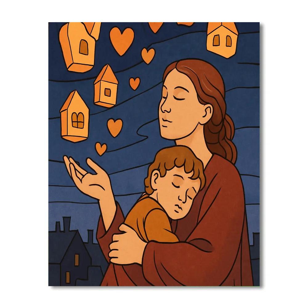 Paper Lanterns With Motherly Courage Paint by numbers art