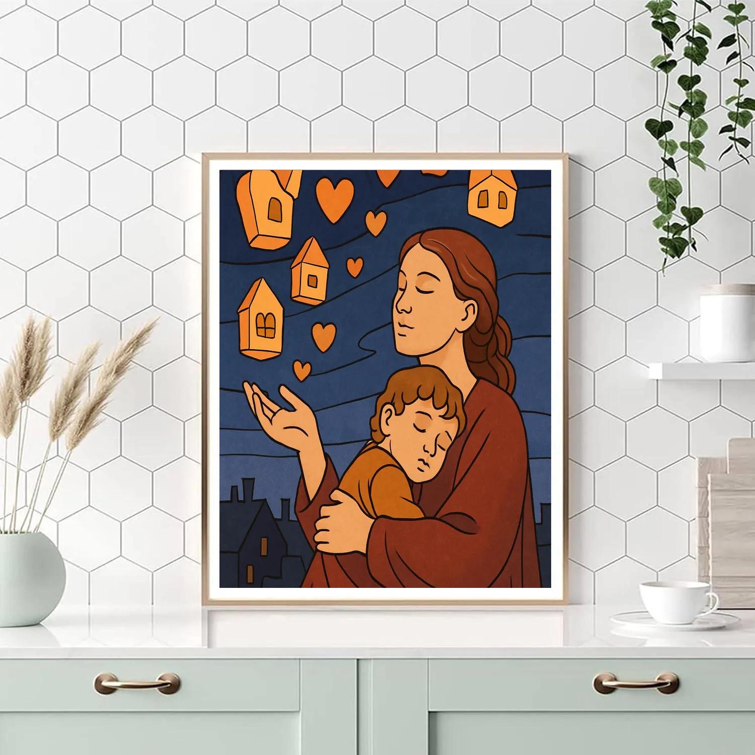 Paper Lanterns With Motherly Courage Paint by numbers art