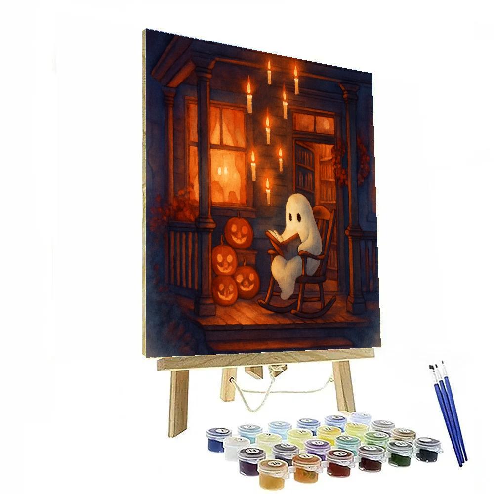 Haunted Bookshop Porch With Floating Candles paint by color