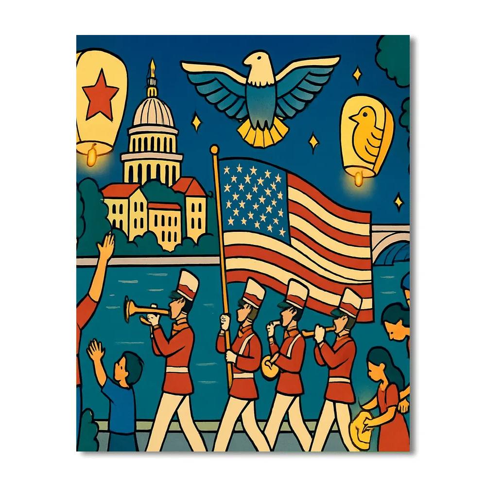 Lantern Parade With National Heritage Skyline Paint by numbers kits