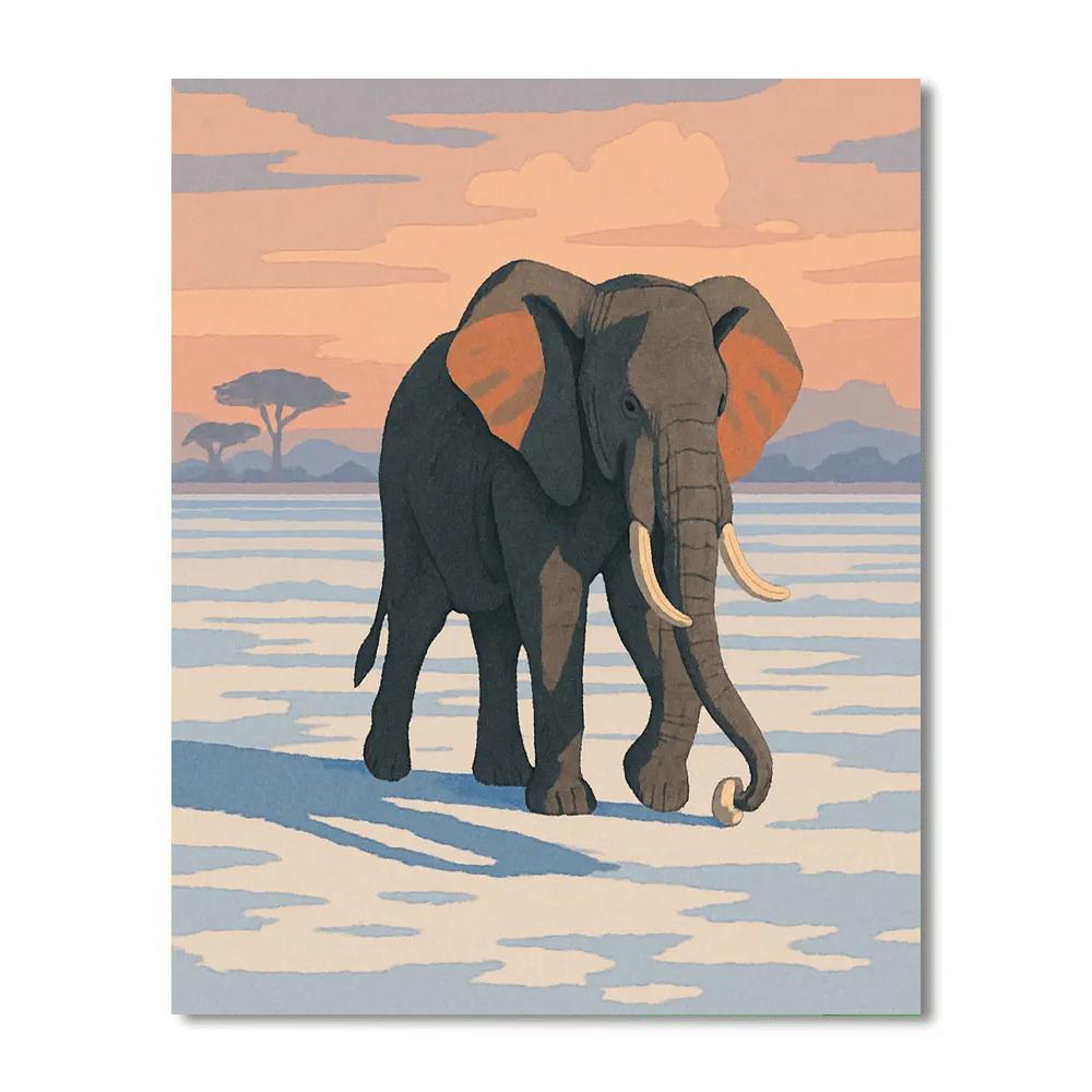 Salt Flat Mirage With Elephant Paint by numbers art