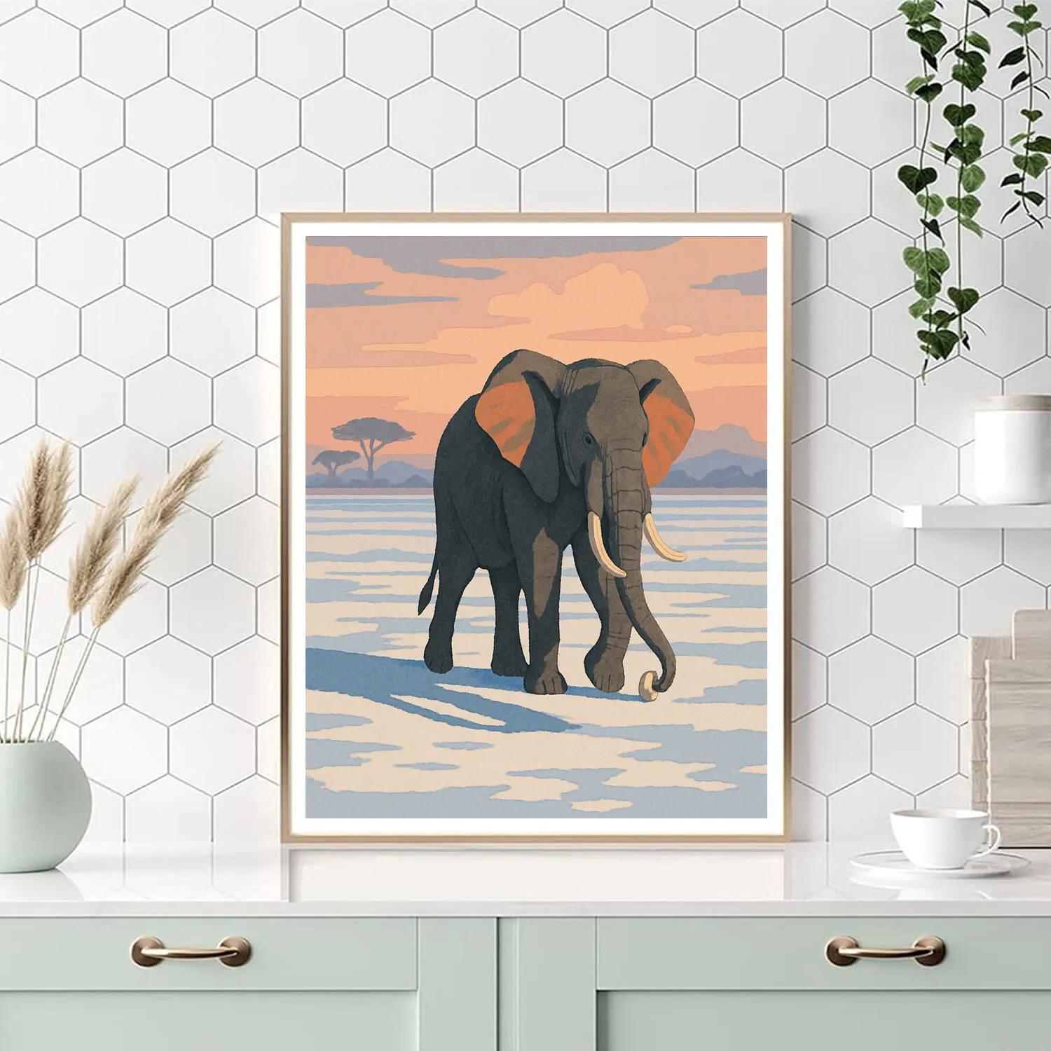 Salt Flat Mirage With Elephant Paint by numbers art