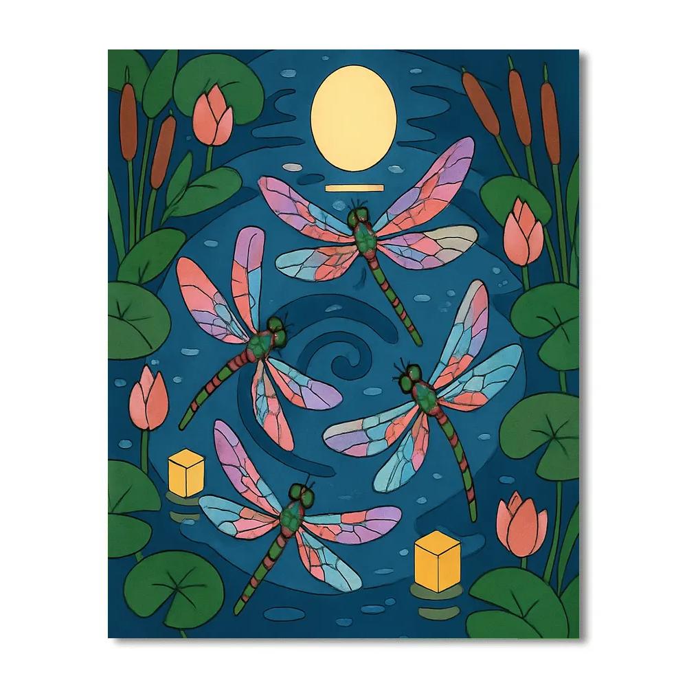 Lantern Garden With Dragonfly Chorus Paint by numbers art