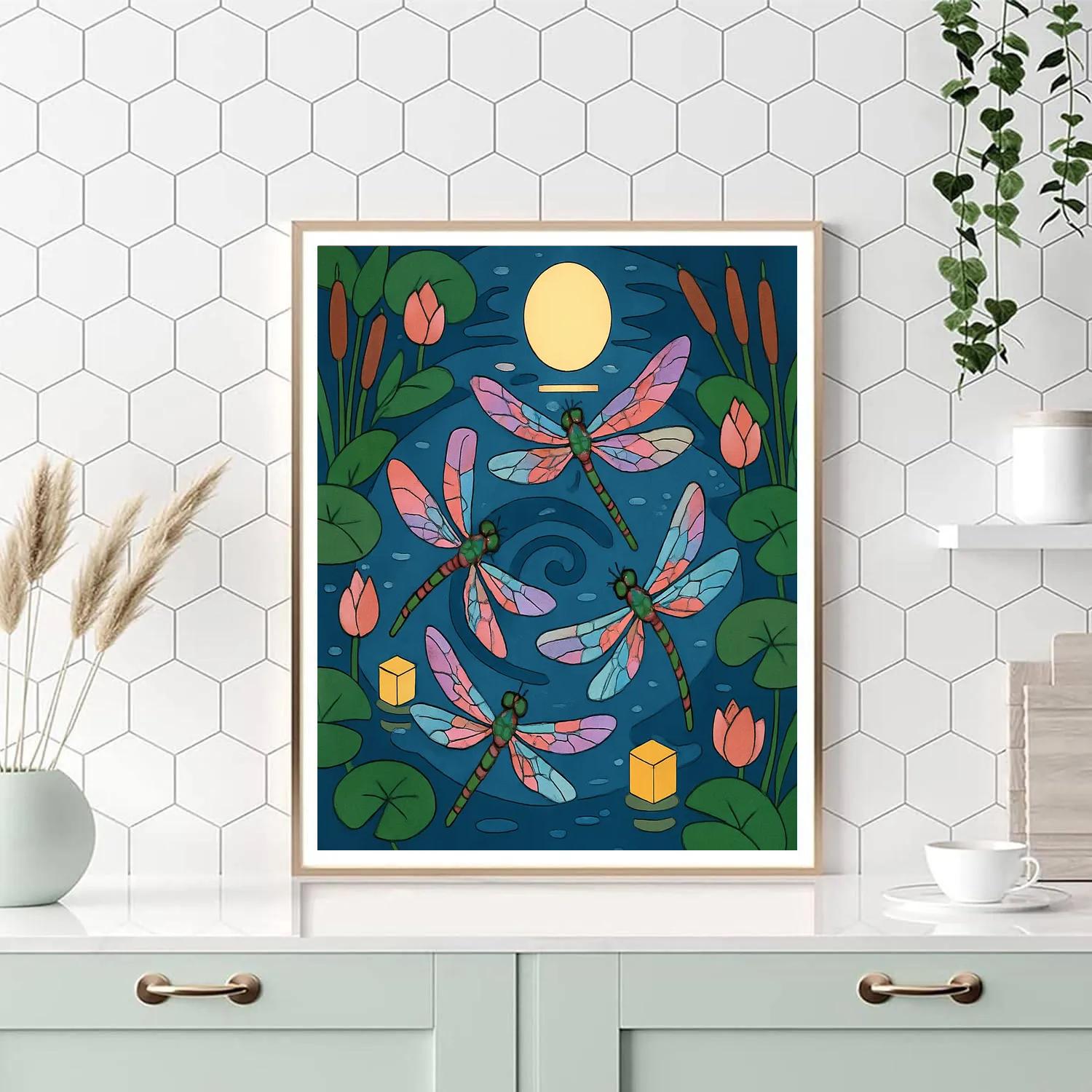 Lantern Garden With Dragonfly Chorus Paint by numbers art