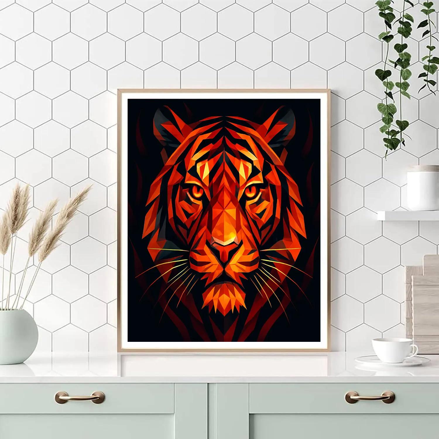 Inferno Mosaic Tiger Paint by numbers kits