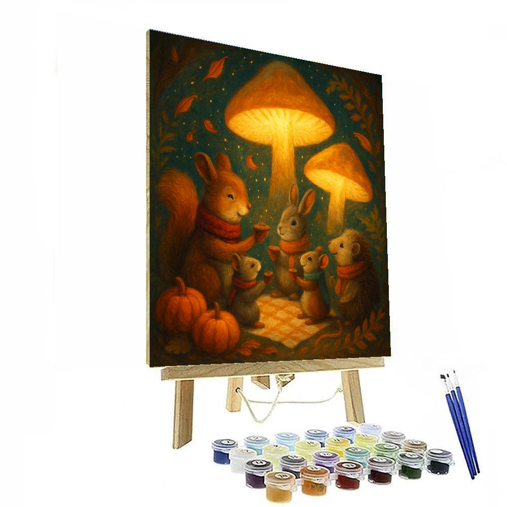 Mushroom Lantern Picnic In The Enchanted Hollow paint by number
