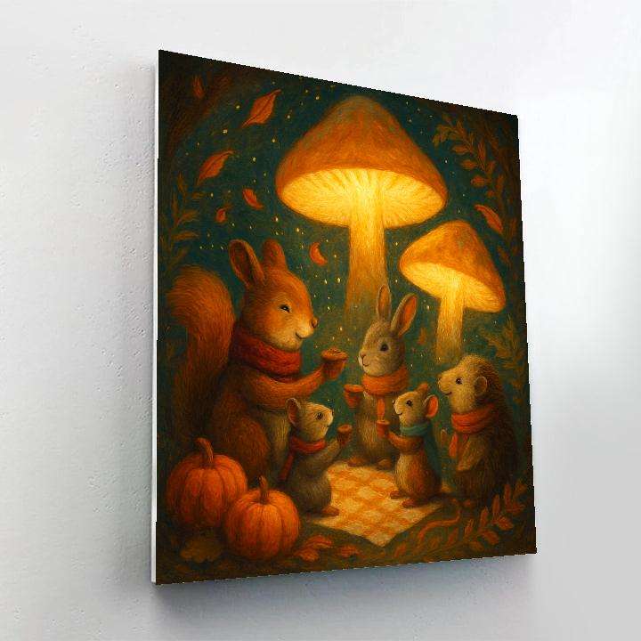 Mushroom Lantern Picnic In The Enchanted Hollow paint by number