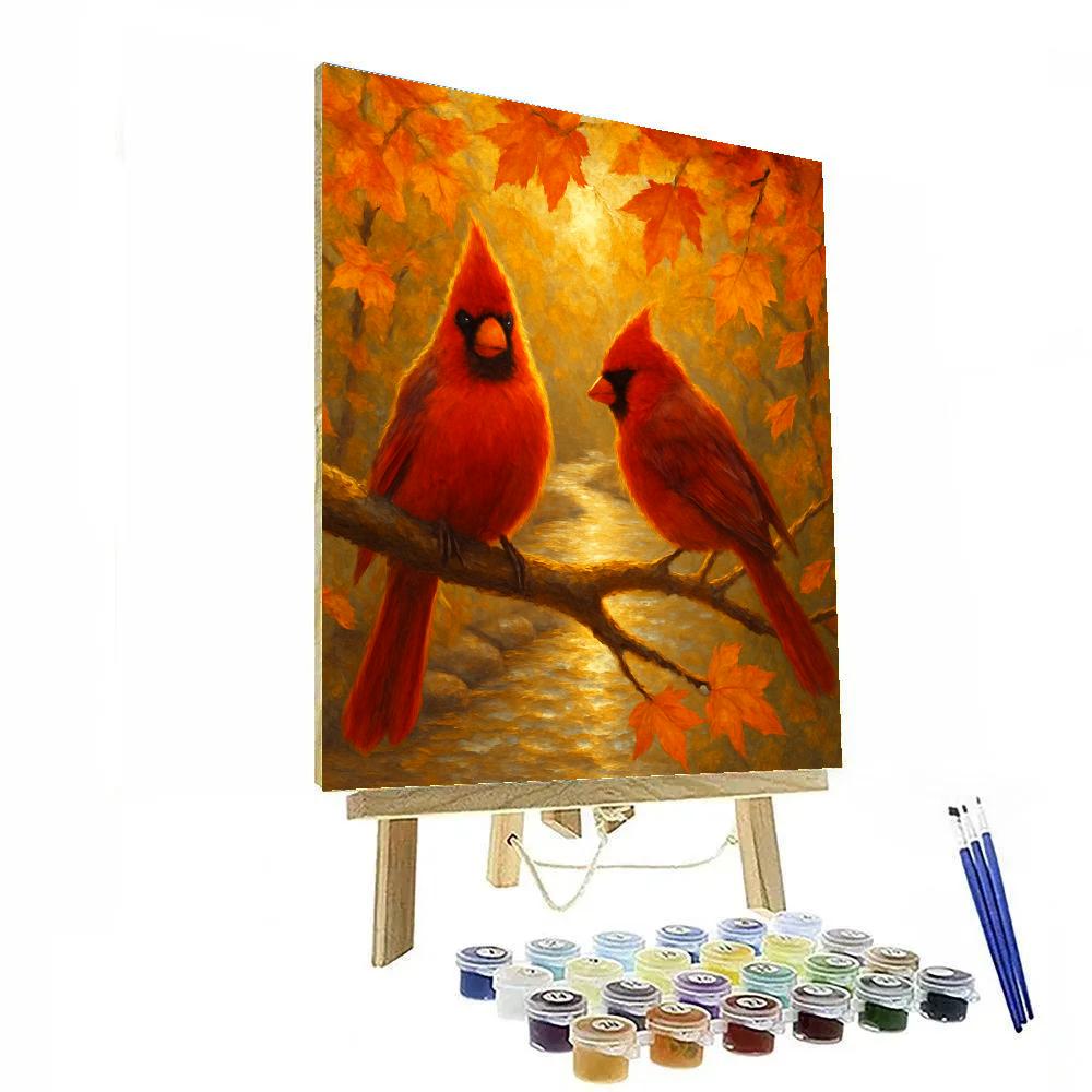 Autumn Maple Cardinals By The Creekstone painting number kit