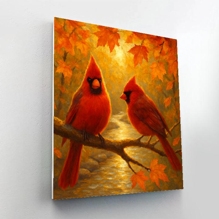 Autumn Maple Cardinals By The Creekstone painting number kit