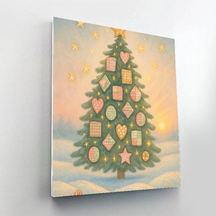 The Quilted Star Tree In Meadow Snow painting number kit