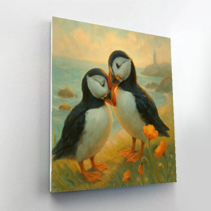 Puffins By The Sea Poppy Cliffs Paint by numbers art