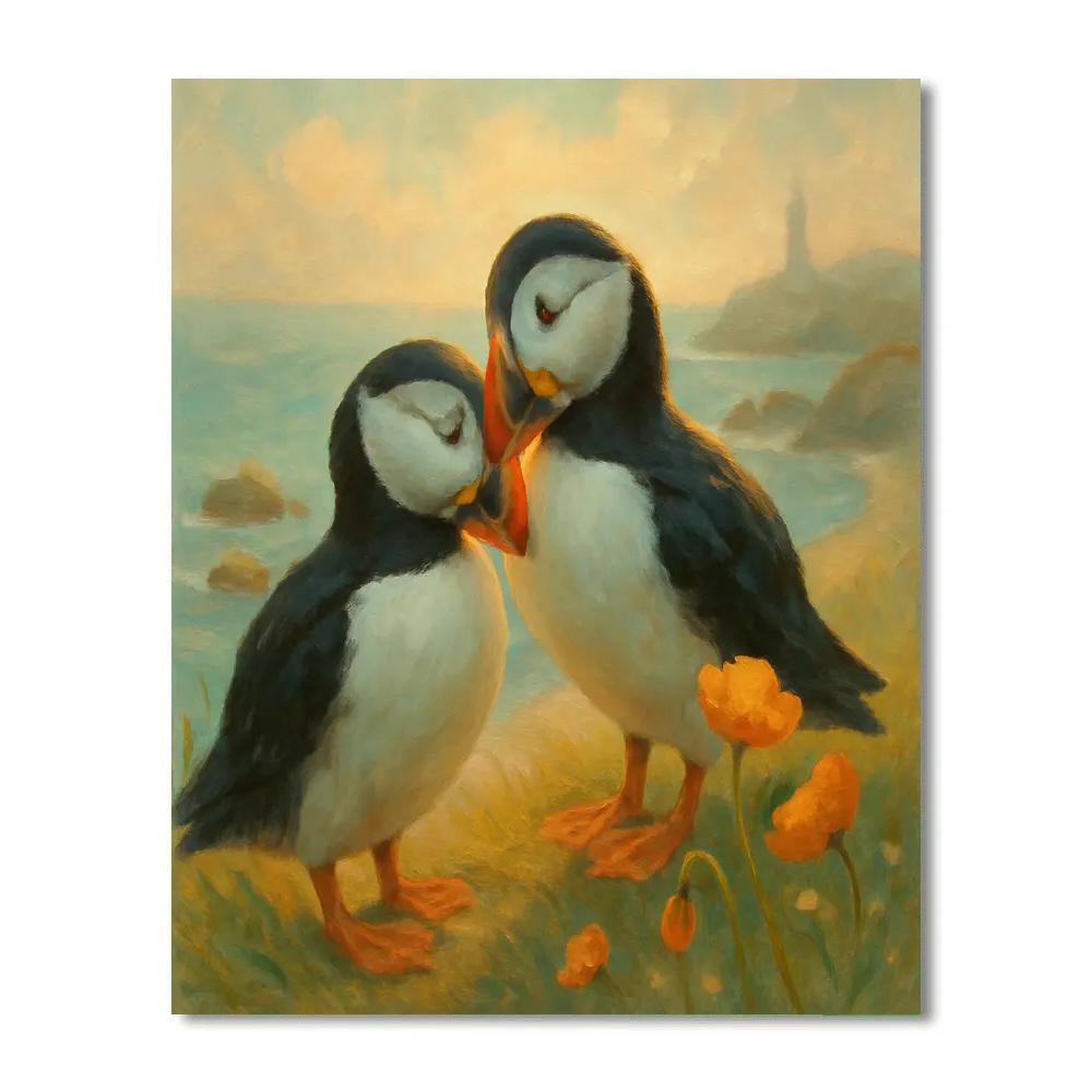 Puffins By The Sea Poppy Cliffs Paint by numbers art