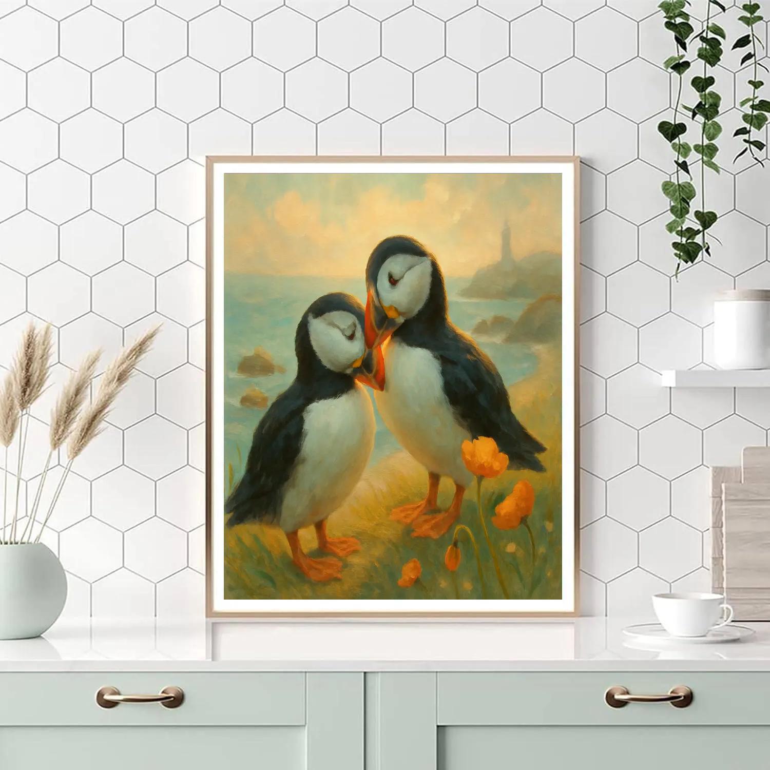 Puffins By The Sea Poppy Cliffs Paint by numbers art
