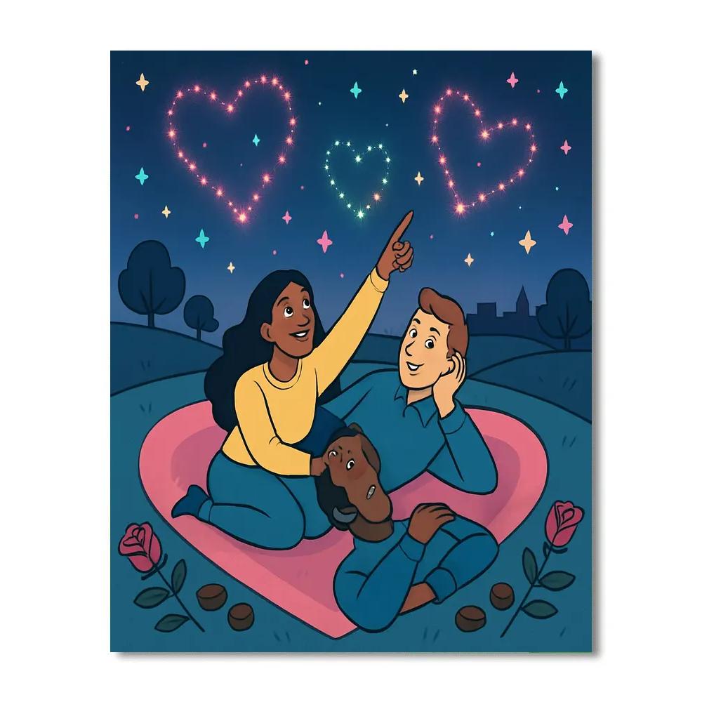 Stargazer Picnic Of Valentines Day Fireflies DIY paint by numbers