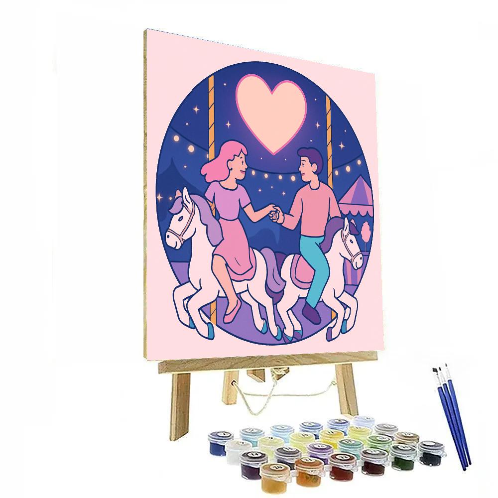 Moonlit Carousel Romance Valentines Day Edition painting number kit