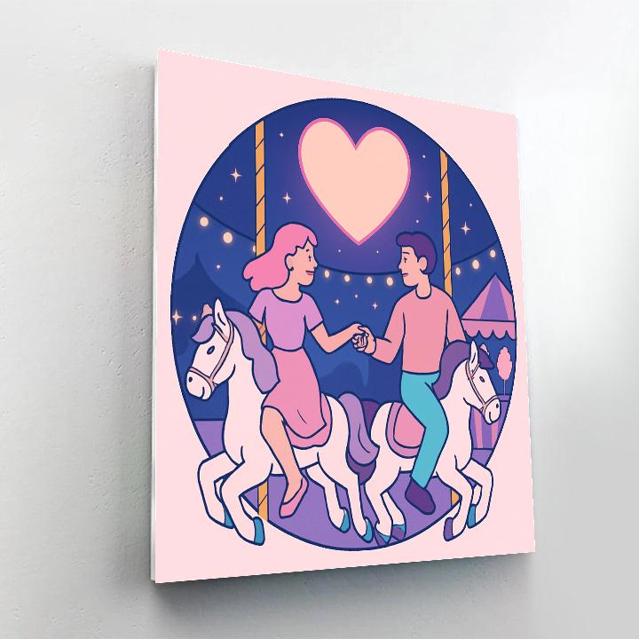 Moonlit Carousel Romance Valentines Day Edition painting number kit