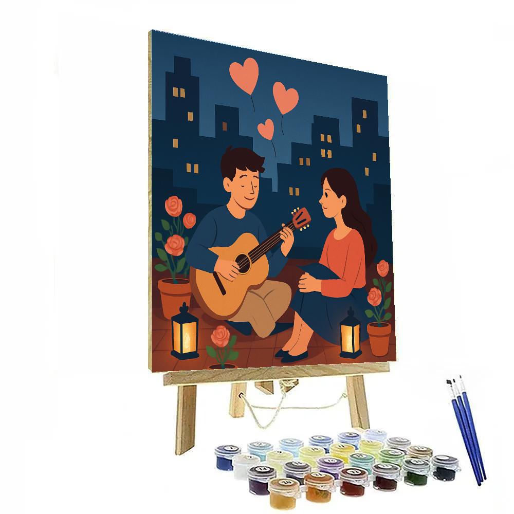 City Rooftop Serenade Under Valentines Day Skies Paint by numbers kits