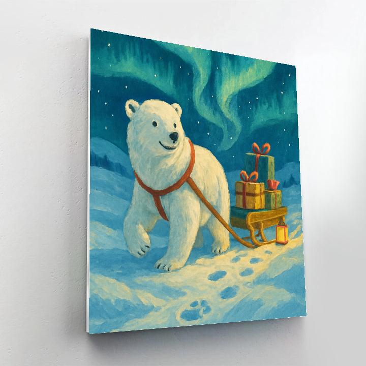 Polar Bear Mail Run By Northern Lights painting number kit