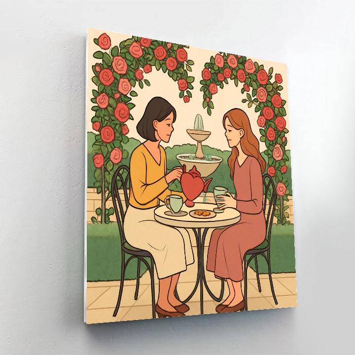 Valentines Day Tea Garden Whispers DIY paint by numbers