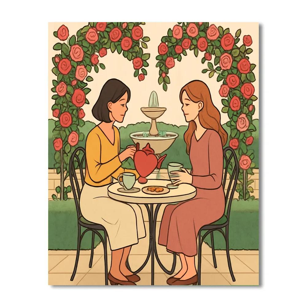 Valentines Day Tea Garden Whispers DIY paint by numbers