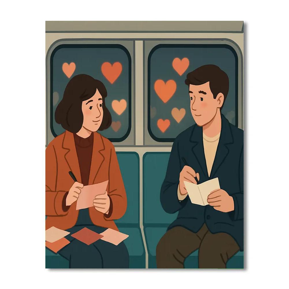 Love Letters On The Valentines Day Train paint by color