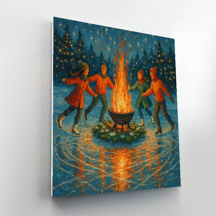 Skaters Circling The Evergreen Fire Bowl painting number kit