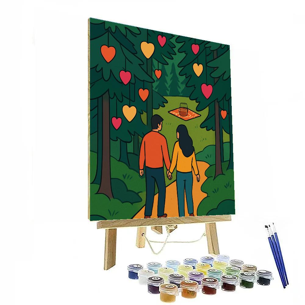 Forest Picnic Path Of Valentines Day Lanterns Paint by numbers art